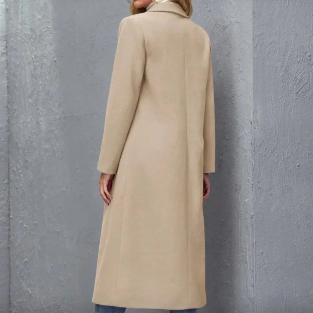 XS 🔅 winter peacoat trench long jacket camel tan brown long line - Picture 7 of 12